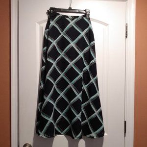 Navy with Turquoise Diamond Stripe Vintage Skirt